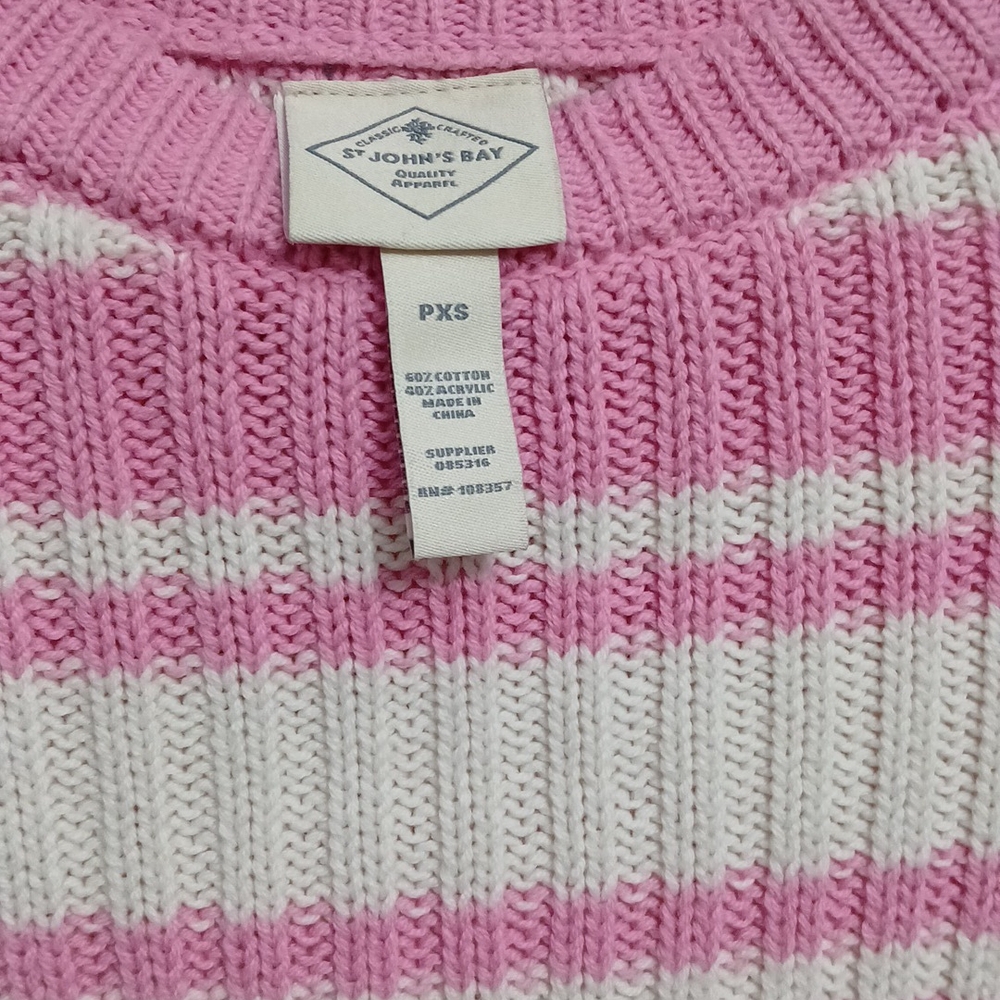 St. John's Bay Pink and White Knit Sweater